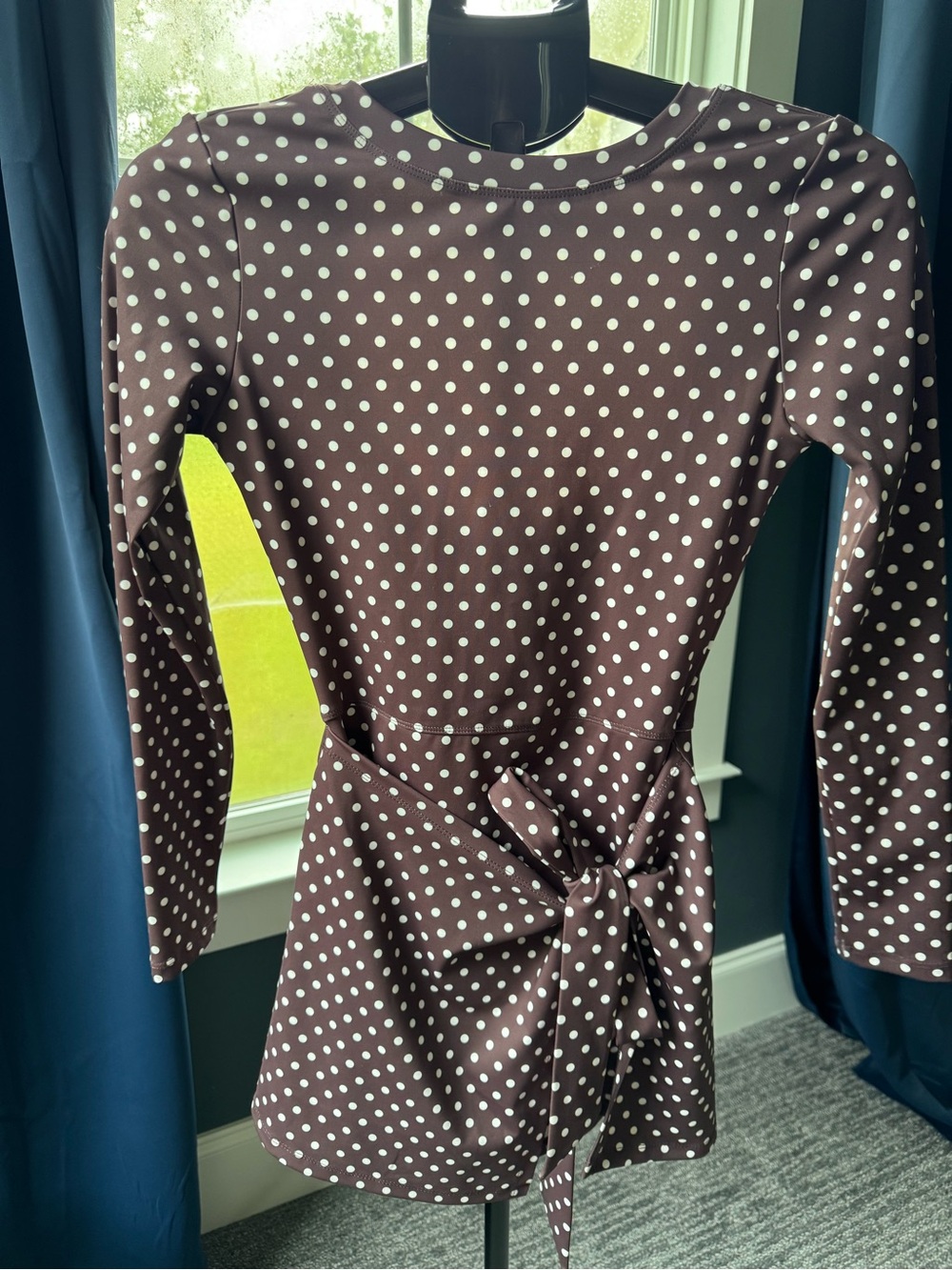 Cocolillys Serena Athletic Dress Espresso Dot Brown Polka Dot Wrap Mini Sz Small